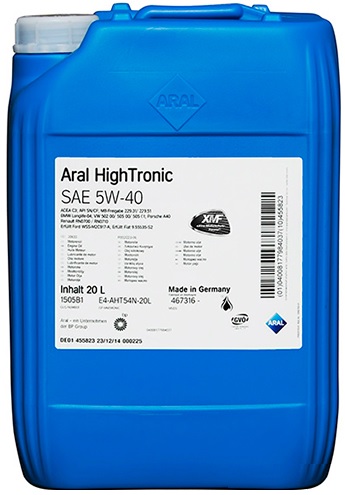 Моторна олива 20л SAE 5W-40 Aral HighTronic (1505B1)