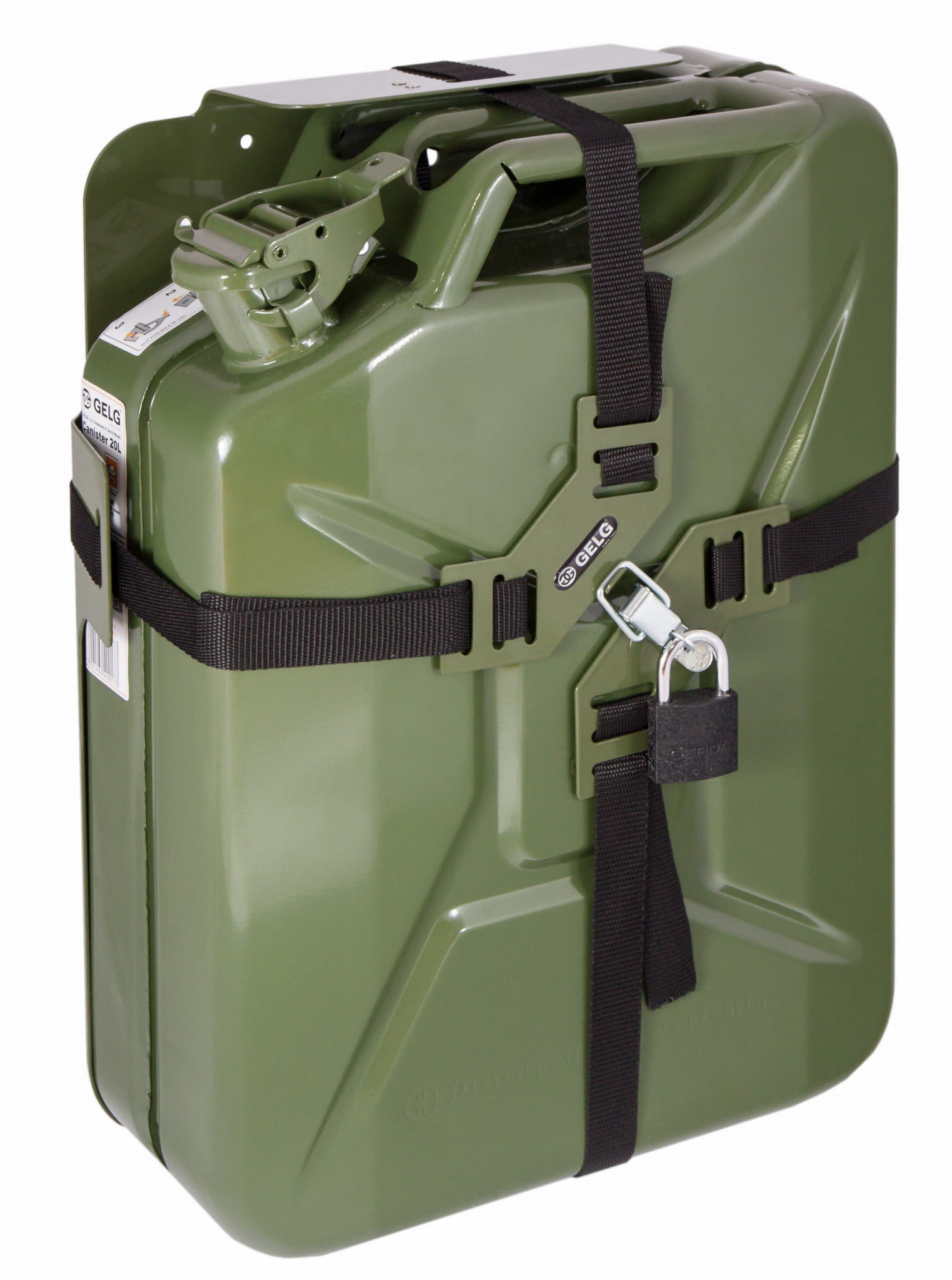 Кріплення (тримач) з самозатягуючими лямками для каністри 20л Gelg