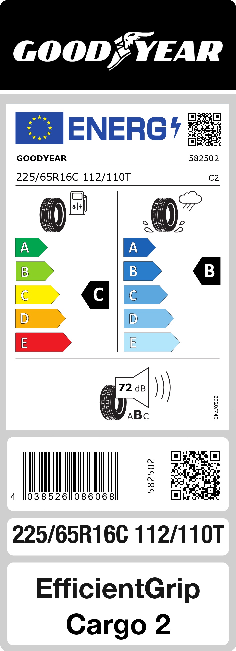 Шина літня GOODYEAR 225/65 R16C EfficientGrip Cargo 2 112T