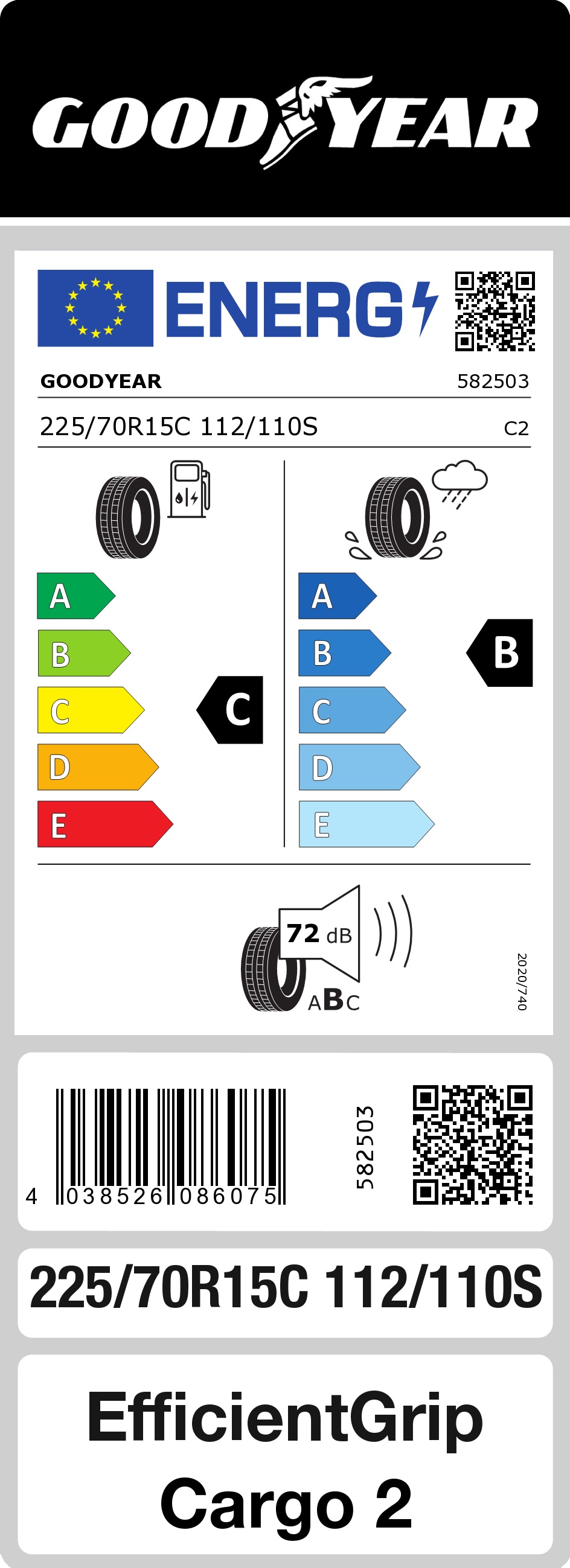 Шина літня GOODYEAR 225/70 R15C EfficientGrip Cargo 2 112S
